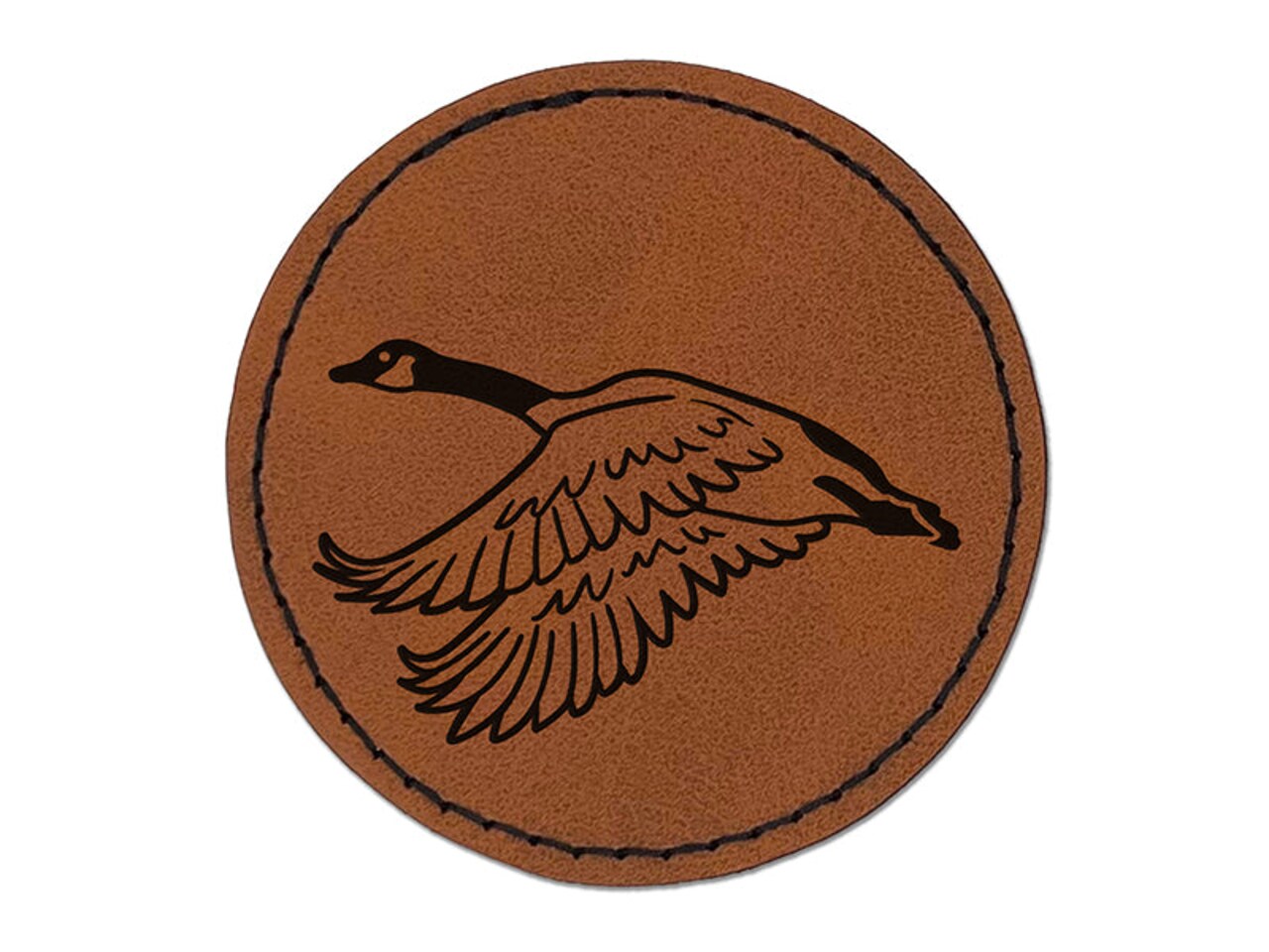 Canadian Goose Canada Round Iron On Engraved Faux Leather Patch
